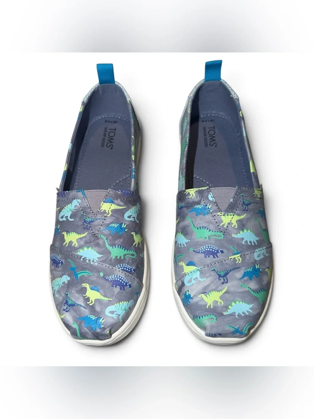 🦖💙 TOMS Dinosaur Print Slip-On Shoes | Boys 4.5Y | NWOB 👟